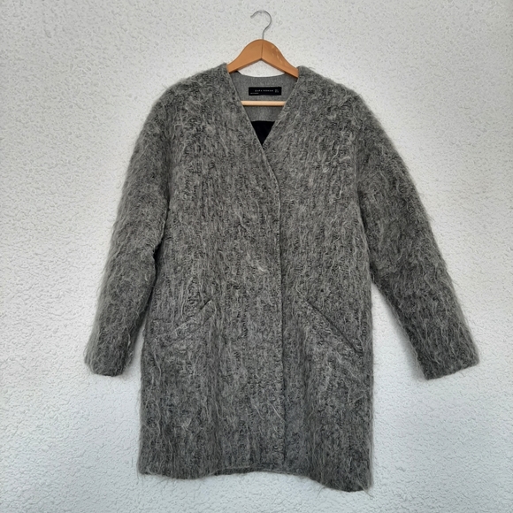 ZARA Grey Oversized Coat | Small | Wool/ Alpaca/ Mohair blend - Picture 1 of 12